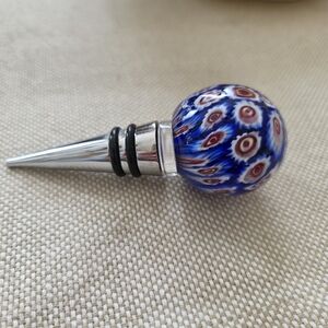 Murano Blue and Red Glass Bottle Stopper